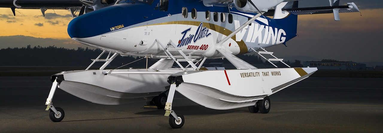 A float plane with wheels